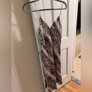 Cami NYC neutral midi snakeskin slip dress. Size Small